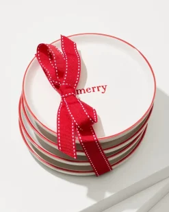Tommy Bahama Holiday Appetizer Plates—Set of 4 Red Hot