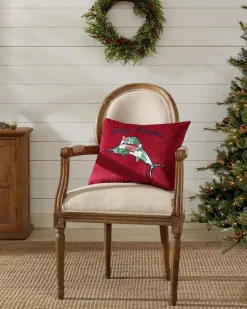 Tommy Bahama Holiday Marlin Velvet Embroide Decorative Pillow Red Discount