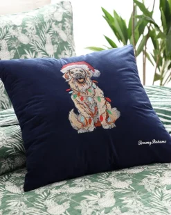Tommy Bahama Holiday Retriever Velvet Decorative Pillow Navy Best