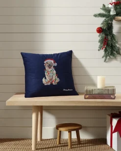 Tommy Bahama Holiday Retriever Velvet Decorative Pillow Navy Best