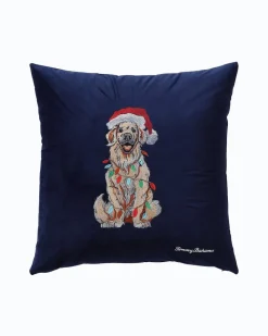Tommy Bahama Holiday Retriever Velvet Decorative Pillow Navy Best