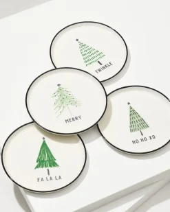Tommy Bahama Holiday Tree Appetizer Plates—Set of 4 Green Sale