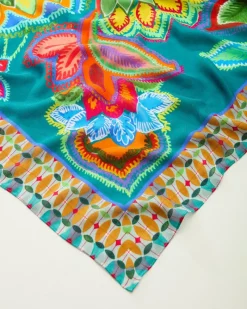 Tommy Bahama Hypnotic Garden Square Scarf Blue Spruce Discount