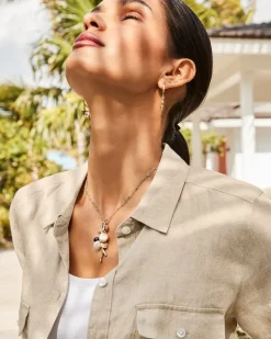 Tommy Bahama Indigo Bay Semiprecious Stone & Pearl Charm Necklace Gold Multi Sale