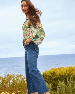 Tommy Bahama Indigo Palms™ High-Rise Cropped Wide-Leg Jeans Sunset Blue Wash Hot