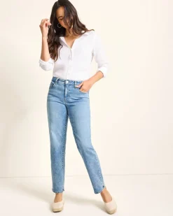 Tommy Bahama Indigo Palms™ High-Rise Straight-Leg Jeans Med Azul Wash