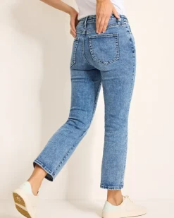 Tommy Bahama Indigo Palms™ Mid-Rise Cropped Mini Bootcut Jeans Med Azul Wash Clearance