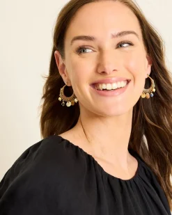 Tommy Bahama Indigo Shore Mixed Materials Charm Hoop Earrings Gold Discount