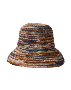 Tommy Bahama Iris Raffia Bucket Hat Mixed Brown New