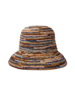 Tommy Bahama Iris Raffia Bucket Hat Mixed Brown New