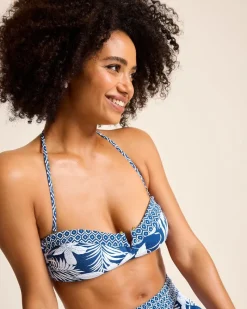 Tommy Bahama Island Cays Blooms Bandeau Bikini Top Indigo Tide Hot