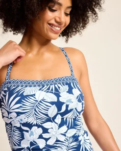 Tommy Bahama Island Cays Blooms Bandini Top Indigo Tide New