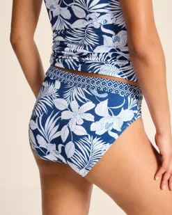 Tommy Bahama Island Cays Blooms High-Waist Bikini Bottoms Indigo Tide Clearance