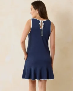 Tommy Bahama Island Cays Cabana Flounce Coverup Dress Mare Navy