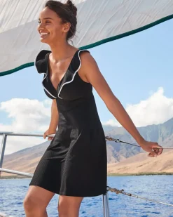 Tommy Bahama Island Cays Cabana Flounce Spa Coverup Dress Black Sale