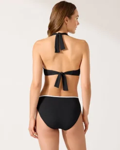 Tommy Bahama Island Cays Cabana Underwire Halter Bikini Top Black New