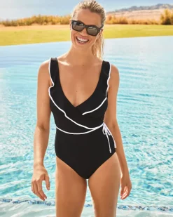 Tommy Bahama Island Cays Cabana Wrap-Front One-Piece Swimsuit Black Online
