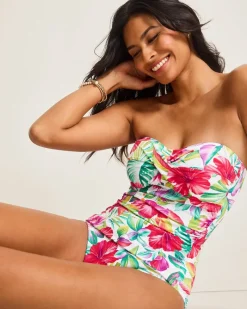 Tommy Bahama Island Cays Fiesta Bandeau One-Piece Swimsuit White Discount