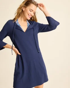 Tommy Bahama Island Cays Flounce-Sleeve Coverup Dress Mare Navy New