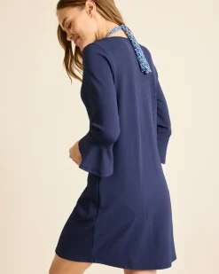 Tommy Bahama Island Cays Flounce-Sleeve Coverup Dress Mare Navy New