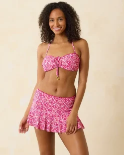 Tommy Bahama Island Cays Shell Beach Bandeau Bikini Top Passion Pink Outlet