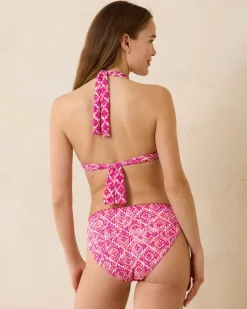 Tommy Bahama Island Cays Shell Beach Reversible Halter Bikini Top Passion Pink Rev New