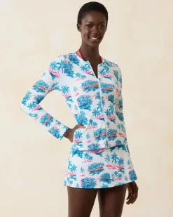 Tommy Bahama Island Cays Tropical Oasis Rash Guard White New