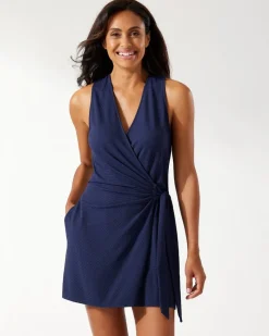Tommy Bahama Island Cays Wrap Beach Romper Mare Navy Discount