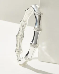 Tommy Bahama Island Essence Bamboo Bangle Bracelet Silver