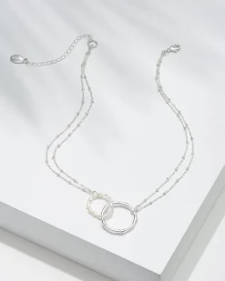 Tommy Bahama Island Essence Double Loop Bamboo Necklace Silver Hot