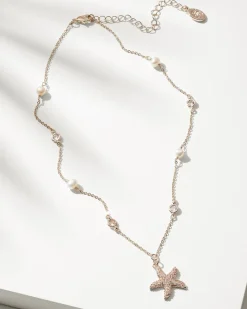 Tommy Bahama Island Essence Starfish Pearl Necklace Rose Gold Hot