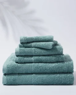 Tommy Bahama Island Retreat 6-Piece Bath Towel Set Dark Blue Lagoon Outlet