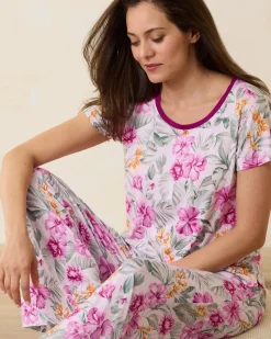 Tommy Bahama Jersey Short Sleeve & Pants Pajama Set Blushing New