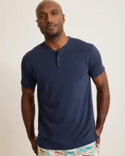 Tommy Bahama Jersey Short-Sleeve Henley Peacoat Navy Outlet