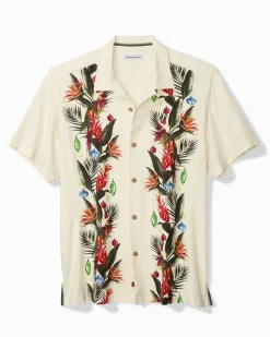 Tommy Bahama Jungle Jingle Silk Camp Shirt Vintage White Outlet