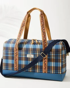 Tommy Bahama Kalalanta Duffel Bag Navy Plaid Sale