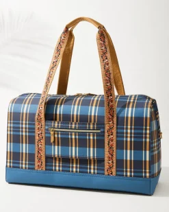 Tommy Bahama Kalalanta Duffel Bag Navy Plaid Sale