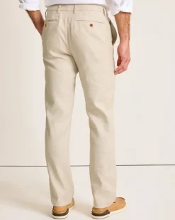Tommy Bahama Latigo Beach Linen-Blend Flat-Front Pants Stone Khaki Outlet