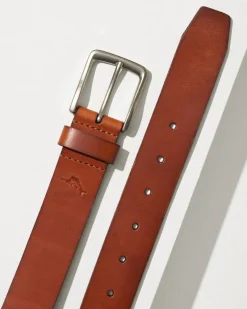 Tommy Bahama Leather Belt Tan Discount
