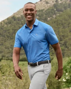 Tommy Bahama Leather Mesh Cushion Performance Belt Navy Hot