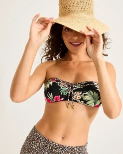 Tommy Bahama Lily Cat Bandeau Bikini Top Black Hot