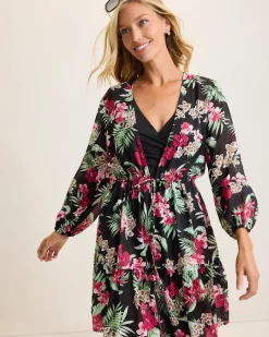Tommy Bahama Lily Cat Open Front Beach Tunic Black Best