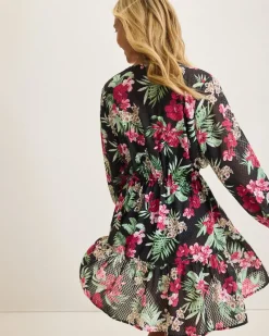 Tommy Bahama Lily Cat Open Front Beach Tunic Black Best