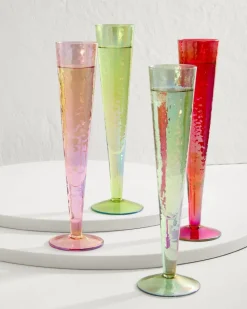 Tommy Bahama Luster Champagne Glasses — Set of 4 Multicolor Best