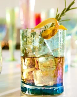 Tommy Bahama Luster Rocks Glasses — Set of 2 Light Blue New