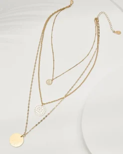 Tommy Bahama Madeira Mother of Pearl Flower Multi-Row Necklace Gold Clearance