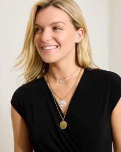 Tommy Bahama Madeira Mother of Pearl Flower Multi-Row Necklace Gold Clearance