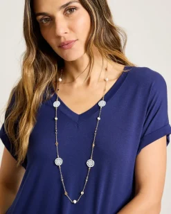 Tommy Bahama Madeira Mother of Pearl Station Necklace Gold Outlet