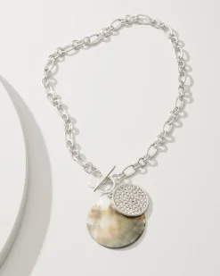 Tommy Bahama Marco Island Shell Pendant Necklace Silver Outlet