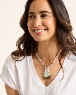 Tommy Bahama Marco Island Shell Pendant Necklace Silver Outlet